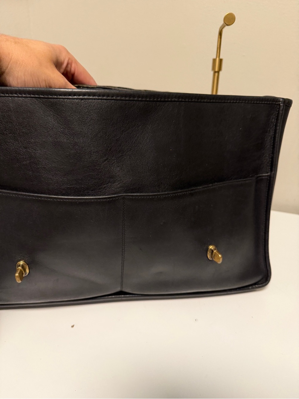 Vintage Coac Leather Briefcase with 2 Front Pocket - Picture 13 of 16